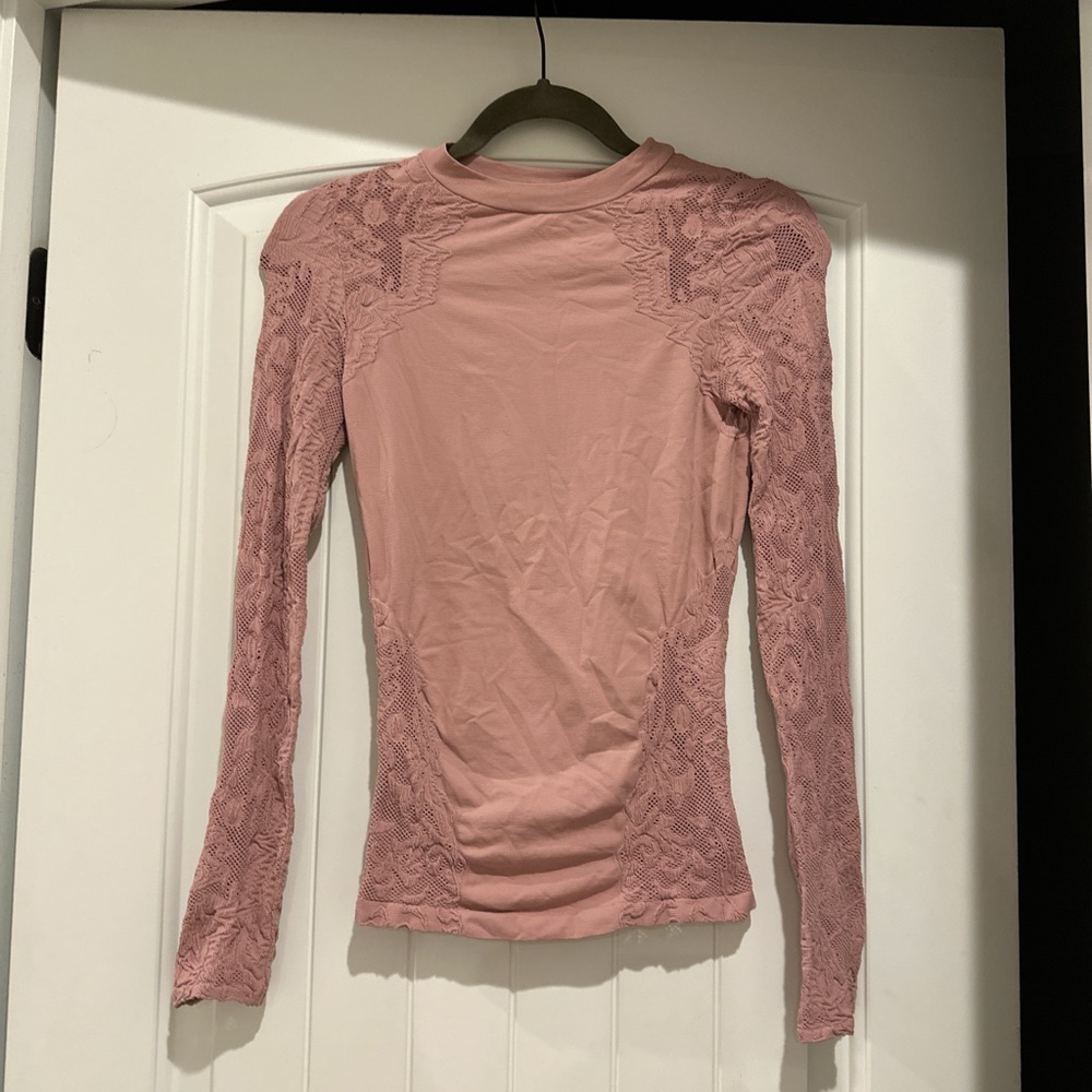Free People Pink Lace Top